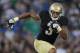 SOUTH BEND, IN - SEPTEMBER 03: Michael Floyd #3 of the Notre Dame Fighting Irish runs after catching a pass against the University of South Florida Bulls at Notre Dame Stadium on September 3, 2011 in South Bend, Indiana. South Florida defeated Notre Dame 23-20. (Photo by Jonathan Daniel/Getty Images)