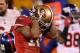 SAN FRANCISCO, CA - JANUARY 22: Kyle Williams #10 of the San Francisco 49ers reacts after fumbling the ball in overtime of the NFC Championship Game against the New York Giants at Candlestick Park on January 22, 2012 in San Francisco, California. The Giants beat the 49ers 20-17 in overtime. (Photo by Ezra Shaw/Getty Images)