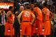 PHILADELPHIA, PA - JANUARY 11: Head coach Jim Boeheim of the Syracuse Orange talks with (in uniform L-R) Scoop Jardine #11, Brandon Triche #20, C.J. Fair #5, Baye Moussa Keita #12 and Kris Joseph #32 during a timeout against the Villanova Wildcats at the Wells Fargo Center on January 11, 2012 in Philadelphia, Pennsylvania. (Photo by Chris Chambers/Getty Images)