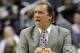 WASHINGTON, DC - JANUARY 06: Flip Saunders of the Washington Wizards reacts to a call against the New York Knicks during the first half at Verizon Center on January 6, 2012 in Washington, DC. NOTE TO USER: User expressly acknowledges and agrees that, by downloading and or using this photograph, User is consenting to the terms and conditions of the Getty Images License Agreement. (Photo by Rob Carr/Getty Images)