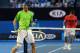MELBOURNE, VICTORIA - JANUARY 26: Rafael Nadal of Spain celebrates winning a point in his semifinal match against Roger Federer of Switzerland during day eleven of the 2012 Australian Open at Melbourne Park on January 26, 2012 in Melbourne, Australia. (Photo by Joe Castro- Pool/Getty Images)