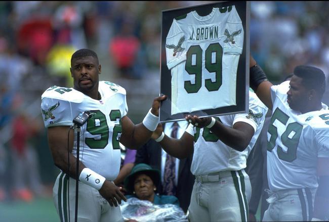 Clyde Simmons, Eric Allen, Jerome Brown, Seth Joyner and Reggie White. A  great defense 