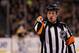 NHL referee Kelly Sutherland was injured and forced to leave Wednesday night's Rangers-Sabres game after taking a deflected puck to the face. Sutherland does not wear a visor or protective shield designed to prevent such injuries.