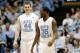 CHAPEL HILL, NC - JANUARY 29: Teammates Tyler Zeller #44 and Reggie Bullock #35 of the North Carolina Tar Heels react to a play during their game against the Georgia Tech Yellow Jackets at the Dean Smith Center on January 29, 2012 in Chapel Hill, North Carolina. (Photo by Streeter Lecka/Getty Images)