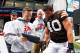 NEW YORK - APRIL 28: Peyton Hillis #40 of the Cleveland Browns participates in a photo shoot for the cover of EA Sports Madden NFL 12 on April 28, 2011 in Time Square, New York City (Photo by Mike Stobe/Getty Images for EA Sports)