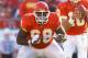 25 Nov 2001 : Will Shields #68 of the Kansas City Chiefs awaits his turn as quarterback Trent Dilfer #10 calls the play during the game against the Seattle Seahawks at Arrowhead Stadium in Kansas City, Missouri. The Chiefs won 19-7. DIGITAL IMAGE. Mandatory Credit: Brian Bahr/Allsport