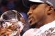 INDIANAPOLIS, IN - FEBRUARY 05: Hakeem Nicks #88 of the New York Giants poses with the Vince Lombardi Trophy after the Giants defeated the Patriots by a score of 21-17 in Super Bowl XLVI at Lucas Oil Stadium on February 5, 2012 in Indianapolis, Indiana. (Photo by Ezra Shaw/Getty Images)