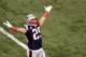 INDIANAPOLIS, IN - FEBRUARY 05: Sterling Moore #29 of the New England Patriots celebrates a play against the New York Giants in the first half during Super Bowl XLVI at Lucas Oil Stadium on February 5, 2012 in Indianapolis, Indiana. (Photo by Gregory Shamus/Getty Images)