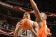 WASHINGTON, DC - FEBRUARY 26: Jason Clark #21 of the Georgetown Hoyas drives to the basket past Scoop Jardine #11 of the Syracuse Orange during a college basketball game on February 26, 2011 at the Verizon Center in Washington, DC The Orange 58-51. (Photo by Mitchell Layton/Getty Images)