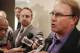 FORT WORTH, TX - OCTOBER 10: Texas Christian University head football coach Gary Patterson (R) speaks to the media during a press conference after TCU accepted an invention to join the Big XII conference on October 10, 2011 in Fort Worth, Texas. (Photo by Brandon Wade/Getty Images)