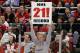 DETROIT, MI - FEBRUARY 14: A fan holds up a sign congratulating the Detroit Red Wings on their NHL record breaking 21st consecutive home victory by beating the Dallas Stars 3-1 at Joe Louis Arena on February 14, 2012 in Detroit, Michigan. (Photo by Gregory Shamus/Getty Images)
