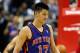 WASHINGTON, DC - FEBRUARY 08: Jeremy Lin #17 of the New York Knicks walks up the floor during the second half against the Washington Wizards at Verizon Center on February 8, 2012 in Washington, DC. NOTE TO USER: User expressly acknowledges and agrees that, by downloading and or using this photograph, User is consenting to the terms and conditions of the Getty Images License Agreement. (Photo by Rob Carr/Getty Images)