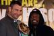 LONDON, ENGLAND - JANUARY 09: (L-R) Vitali Klitschko of the Ukraine and Dereck Chisora of England during a press conference at The Landmark Hotel on January 9, 2012 in London, England. (Photo by Andrew Redington/Getty Images)