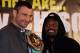 LONDON, ENGLAND - JANUARY 09: (L-R) Vitali Klitschko of the Ukraine and Dereck Chisora of England during a press conference at The Landmark Hotel on January 9, 2012 in London, England. (Photo by Andrew Redington/Getty Images)