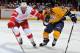 NASHVILLE, TN - DECEMBER 15: Johan Franzen #93 of the Detroit Red Wings races Shea Weber #6 of the Nashville Predators for the puck at the Bridgestone Arena on December 15, 2011 in Nashville, Tennessee. (Photo by Frederick Breedon/Getty Images)