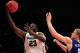 NEW YORK - NOVEMBER 15: Draymond Green #23 of the Michigan State Spartens drives to the basket against Mason Plumlee #5 of the Duke Blue Devils 5quare Garden on November 15, 2011 in New York City. (Photo by Chris Trotman/Getty Images)