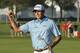 PACIFIC PALISADES, CA - FEBRUARY 19: Bill Haas celebrates after making a birdie putt on the second playoff hole which eventually proved to be the winner during the final round of the Northern Trust Open at Riviera Country Club on February 19, 2012 in Pacific Palisades, California. (Photo by Stephen Dunn/Getty Images)