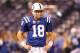 INDIANAPOLIS, IN - JANUARY 08: Quarterback Peyton Manning #18 of the Indianapolis Colts looks on during warm ups against the New York Jets during their 2011 AFC wild card playoff game at Lucas Oil Stadium on January 8, 2011 in Indianapolis, Indiana. (Photo by Andy Lyons/Getty Images)