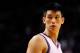 MIAMI, FL - FEBRUARY 23: Jeremy Lin #17 of the New York Knicks looks on during a game against the Miami Heat at American Airlines Arena on February 23, 2012 in Miami, Florida. NOTE TO USER: User expressly acknowledges and agrees that, by downloading and/or using this Photograph, User is consenting to the terms and conditions of the Getty Images License Agreement. (Photo by Mike Ehrmann/Getty Images)