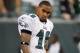 PHILADELPHIA, PA - AUGUST 25: DeSean Jackson #10 of the Philadelphia Eagles warms up before playing against the Cleveland Browns during their pre season game on August 25, 2011 at Lincoln Financial Field in Philadelphia, Pennsylvania. (Photo by Jim McIsaac/Getty Images)