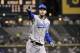 CHICAGO, IL - SEPTEMBER 23: Eric Hosmer #35 of the Kansas City Royals points to the crowd after hitting a solo home run during the second inning against the Chicago White Sox at U. S. Cellular Field on September 23, 2011 in Chicago. (Photo by Brian Kersey/Getty Images)