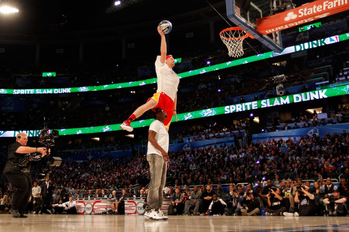 NBA Slam Dunk 2012 Video Hilarity Ensues as Chase Budinger Jumps over NBA Slam Dunk 2012 Video Hilarity Ensues as Chase Budinger Jumps over