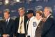 DETROIT, MI - JANUARY 26: (L-R) Agent Scott Boras, CEO and general manager Dave Dombrowski of the Detroit Tigers, Prince Fielder, owner Mike Ilitch and manager Jim Leyland pose during a press conference amnnouncing the signing of Fielder at Comerica Park on January 26, 2012 in Detroit, Michigan. (Photo by Jorge Lemus/Getty Images)