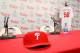PHILADELPHIA, PA - NOVEMBER 14: A look at the stage just before Jonathan Papelbon of the Philadelphia Phillies arrived to discuss his four-year, $50,000,058 contract, at Citizens Bank Park on November 14, 2011 in Philadelphia, Pennsylvania. (Photo by Len Redkoles/Getty Images)