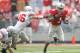 COLUMBUS, OH - APRIL 19: Running back Daniel Herron #1 of the Ohio State University Buckeyes runs past linebacker Tyler Moeller #26 during the first quarter of their Spring Game on April 19, 2008 at Ohio Stadium in Columbus, Ohio. (Photo by Matt Sullivan/Getty Images)