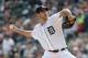 DETROIT, MI - OCTOBER 13: Justin Verlander #35 of the Detroit Tigers throws a pitch against the Detroit Tigers in Game Five of the American League Championship Series at Comerica Park on October 13, 2011 in Detroit, Michigan. (Photo by Harry How/Getty Images)