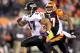 CINCINNATI, OH - JANUARY 01: Ray Rice #27 of the Baltimore Ravens runs for a touchdown during the NFL game against the Cincinnati Bengals at Paul Brown Stadium on January 1, 2012 in Cincinnati, Ohio. (Photo by Andy Lyons/Getty Images)