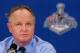 OTTAWA, ON - JUNE 02: Head coach Randy Carlyle of the Anaheim Ducks speaks to the media after his team was defeated by the Ottawa Senators 5-3 in Game Three of the 2007 Stanley Cup finals on June 2, 2007 at Scotiabank Place in Ottawa, Canada. The Ducks lead the series 2-1. (Photo by Jim McIsaac/Getty Images)