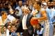 DURHAM, NC - MARCH 03: Head coach Roy Williams of the North Carolina Tar Heels yells to his team during their game against the Duke Blue Devils at Cameron Indoor Stadium on March 3, 2012 in Durham, North Carolina. (Photo by Streeter Lecka/Getty Images)
