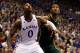 LAWRENCE, KS - JANUARY 16: Thomas Robinson #0 of the Kansas Jayhawks and Perry Jones III #1 of the Baylor Bears box out during the game on January 16, 2012 at Allen Fieldhouse in Lawrence, Kansas. (Photo by Jamie Squire/Getty Images)