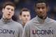 HARTFORD, CT - JANUARY 29: DeAndre Daniels #2 of the Connecticut Huskies loosk on during warmups before the game against the Notre Dame Fighting Irish on January 29, 2012 at the XL Center in Hartford, Connecticut. (Photo by Elsa/Getty Images)