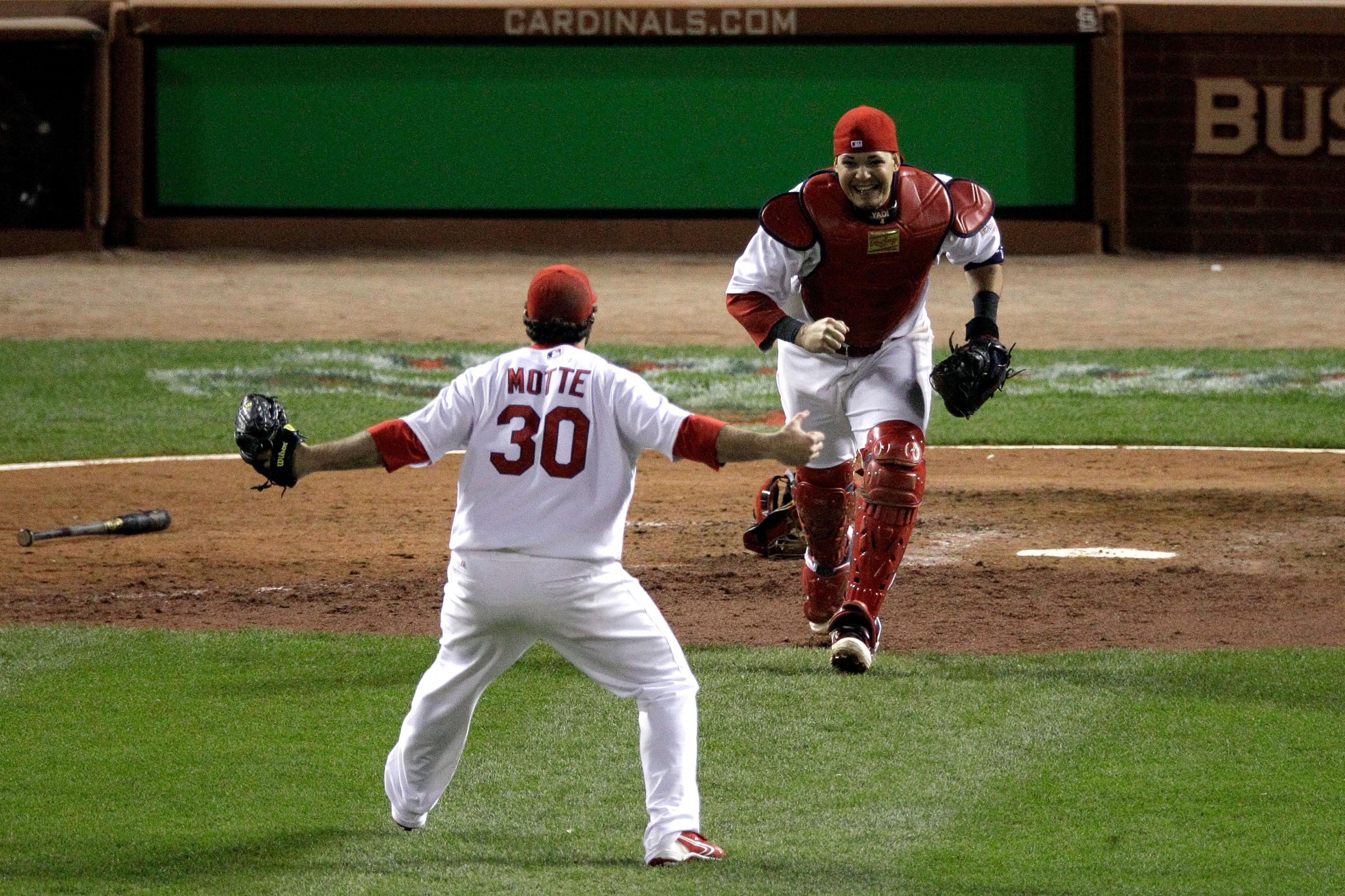 St. Louis Cardinals (L to R) Matt Holliday, Yadier Molina and