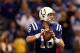 INDIANAPOLIS, IN - JANUARY 08: Quarterback Peyton Manning #18 of the Indianapolis Colts looks to pass against the New York Jets during their 2011 AFC wild card playoff game at Lucas Oil Stadium on January 8, 2011 in Indianapolis, Indiana. The Jets won 17-16. (Photo by Jonathan Daniel/Getty Images)