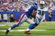EAST RUTHERFORD, NJ - SEPTEMBER 26: Steve Smith #12 of the New York Giants runs the ball against Cortland Finnegan #31 of the Tennessee Titans at New Meadowlands Stadium on September 26, 2010 in East Rutherford, New Jersey. The Titans defeated the Giants 29 - 10. (Photo by Andrew Burton/Getty Images)