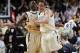NASHVILLE, TN - FEBRUARY 11: John Jenkins #23 and Festus Ezeli #3 of the Vanderbilt Commodores celebrate during the game against the Kentucky Wildcats at Memorial Gymnasium on February 11, 2012 in Nashville, Tennessee. Kentucky won 69-63. (Photo by Joe Robbins/Getty Images)