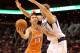 PHOENIX, AZ - MARCH 08: Steve Nash #13 of the Phoenix Suns drives the ball past Dirk Nowitzki #41 of the Dallas Mavericks during the NBA game at US Airways Center on March 8, 2012 in Phoenix, Arizona. The Suns defeated the Mavericks 96-94. NOTE TO USER: User expressly acknowledges and agrees that, by downloading and or using this photograph, User is consenting to the terms and conditions of the Getty Images License Agreement. (Photo by Christian Petersen/Getty Images)