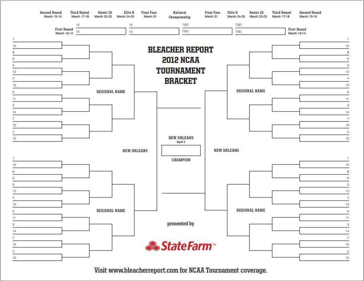 Printable NCAA Brackets 2012 Make Picks for Entire March Madness Tournament News, Scores