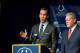INDIANAPOLIS, IN - MARCH 07: Peyton Manning (L) speaks as Indianapolis Colts owner Jim Irsay listens during a press conference announcing that the Colts will release of Manning at Indiana Farm Bureau Football Center on March 7, 2012 in Indianapolis, Indiana. (Photo by Joey Foley/Getty Images)