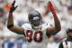 HOUSTON - SEPTEMBER 11: Mario Williams #90 of the Houston Texans gets the crowd hyped up during a football game between the Indianapolis Colts and the Houston Texans at Reliant Stadium on September 11, 2011 in Houston, Texas. (Photo by Bob Levey/Getty Images)