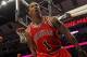 CHICAGO, IL - MARCH 12: Derrick Rose #1 of the Chicago Bulls lets out a scream after dunking the ball against the New York Knicks at the United Center on March 12, 2012 in Chicago, Illinois. The Bulls defeated the Knicks 104-99. NOTE TO USER: User expressly acknowledges and agrees that, by downloading and or using this photograph, User is consenting to the terms and conditions of the Getty Images License Agreement. (Photo by Jonathan Daniel/Getty Images)