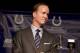 INDIANAPOLIS, IN - MARCH 07: Peyton Manning attends a press conference announcing Manning's release from the Colts at Indiana Farm Bureau Football Center on March 7, 2012 in Indianapolis, Indiana. (Photo by Joey Foley/Getty Images)