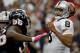 HOUSTON, TX - OCTOBER 09: Quarterback Jason Campbell #8 of the Oakland Raiders passes against the Houston Texans on October 9, 2011 at Reliant Stadium in Houston, Texas. Raiders won 25 to 20.(Photo by Thomas B. Shea/Getty Images)