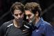 LONDON, ENGLAND - NOVEMBER 22: Rafael Nadal of Spain greets Roger Federer of Switzerland after the men's singles match during the Barclays ATP World Tour Finals at the O2 Arena on November 22, 2011 in London, England. Federar won 6-3 6-0. (Photo by Michael Regan/Getty Images for Barclays ATP Finals)