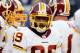 EAST RUTHERFORD, NJ - DECEMBER 05: Santana Moss #89 of the Washington Redskins looks on against the New York Giants on December 5, 2010 at the New Meadowlands Stadium in East Rutherford, New Jersey. The Giants defeated the Redskins 31-7. (Photo by Jim McIsaac/Getty Images)