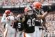 CLEVELAND - SEPTEMBER 19: Running back Peyton Hillis #40 of the Cleveland Browns celebrates after scoring a touchdown against the Kansas City Chiefs at Cleveland Browns Stadium on September 19, 2010 in Cleveland, Ohio. (Photo by Matt Sullivan/Getty Images)