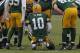 GREEN BAY, WI - JANUARY 01: Matt Flynn #10 of the Green Bay Packers calls a play in the huddle against the Detroit Lions at Lambeau Field on January 1, 2012 in Green Bay, Wisconsin. The Packers defeated the Lions 45-41. (Photo by Jonathan Daniel/Getty Images)